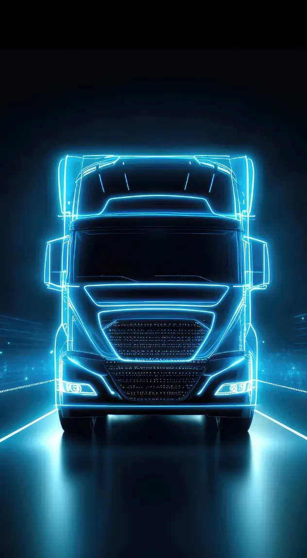 Elektrischer Lkw als Lichtgrafik